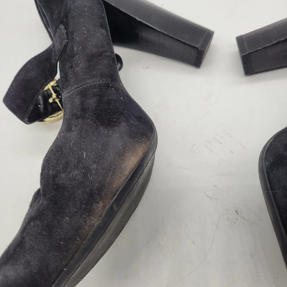 Franco Sarto womens sz 8.5 daniela black suede leather mary jane heels buckle - Picture 6 of 9